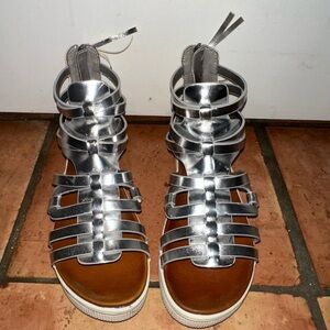 MIA Metallic Silver Strappy Sandals